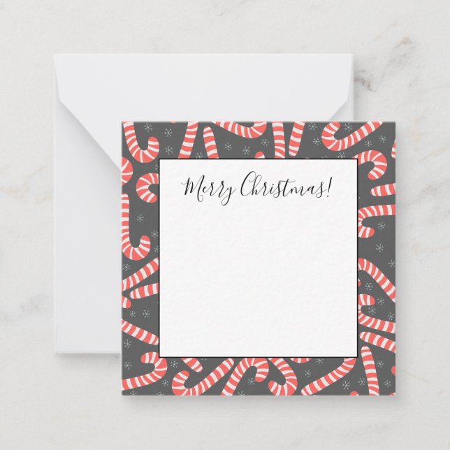 Frohe Weihnachten Peppermint Candy Canes Snowflake Mitteilungskarte (Vorderseite)