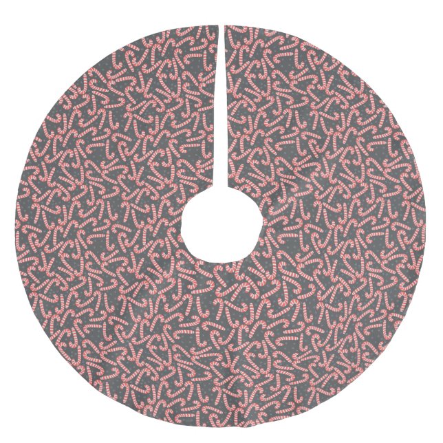 Frohe Weihnachten Peppermint Candy Canes Snowflake Polyester Weihnachtsbaumdecke (Vorderseite)