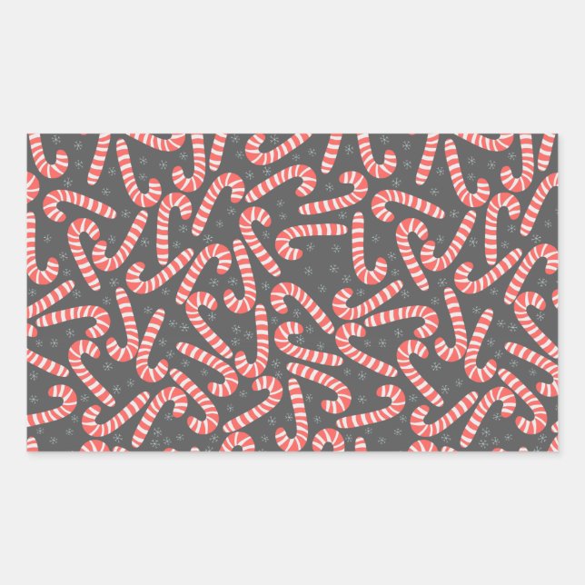 Frohe Weihnachten Peppermint Candy Canes Snowflake Rechteckiger Aufkleber (Vorderseite)