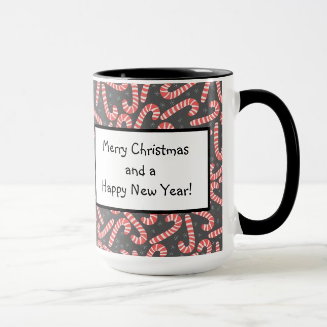 Frohe Weihnachten Peppermint Candy Canes Snowflake Tasse (Rechts)