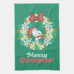 Frohe Weihnachten Peppermint Holiday Wreath Geschirrtuch