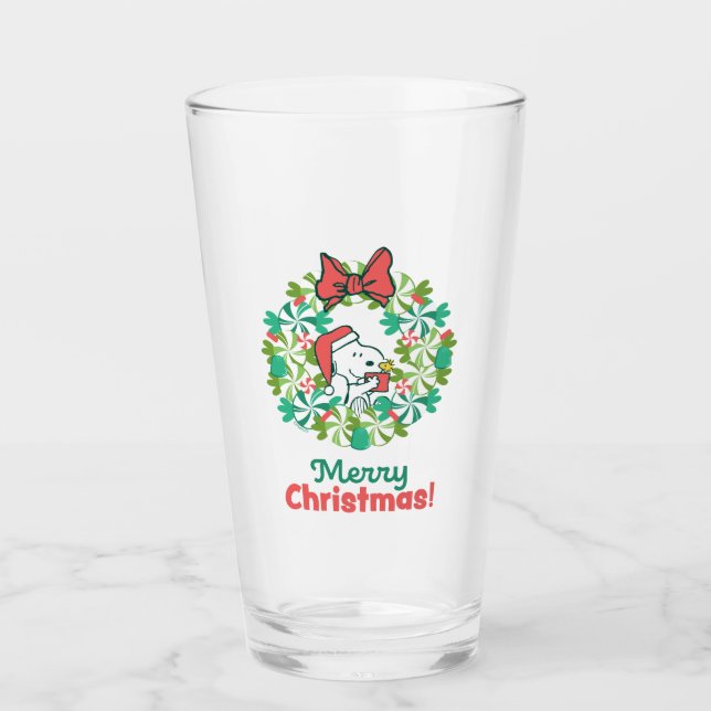 Frohe Weihnachten Peppermint Holiday Wreath Glas (Vorderseite)