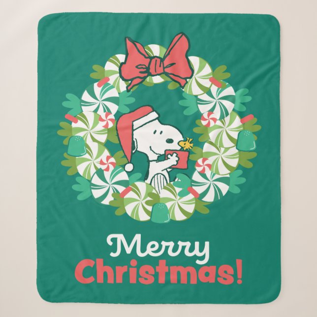 Frohe Weihnachten Peppermint Holiday Wreath Sherpadecke (Vorderseite)