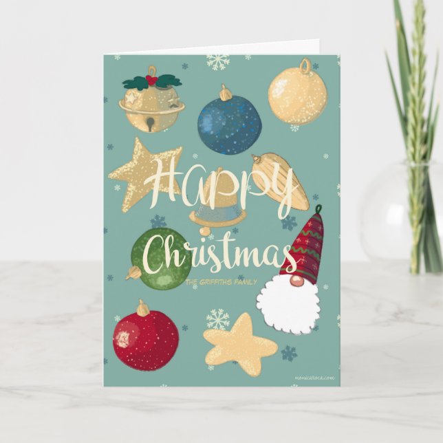 Frohe Weihnachten. Personalisierbar Feiertagskarte (Vorderseite)