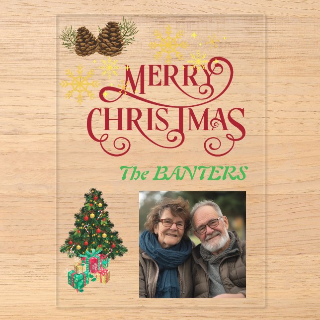 Frohe Weihnachten personalisieren Acryleinladungen (Vorderseite)