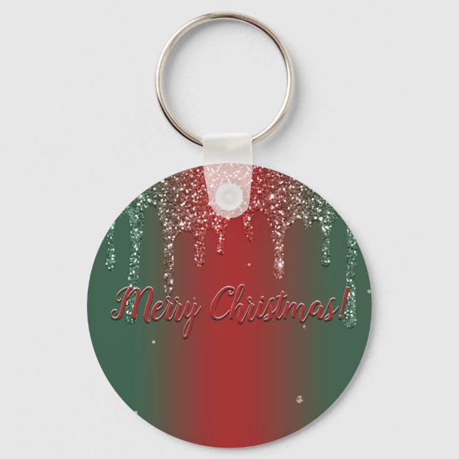 Frohe Weihnachten personalisieren Button Schlüssel Schlüsselanhänger (Vorderseite)