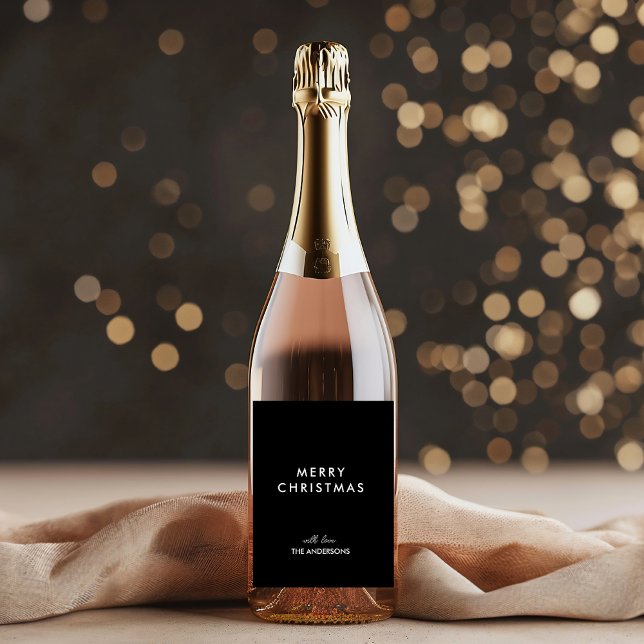 Frohe Weihnachten Personalisiert Black | Individue Weinetikett (Von Creator hochgeladen)