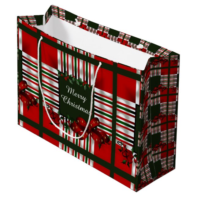 Frohe Weihnachten Personalisiert Große Geschenktüte (Vorderseite Schrägansicht)