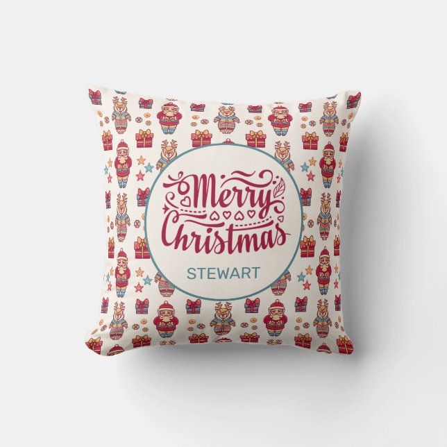 Frohe Weihnachten Personalisiert Kissen (Vorderseite)