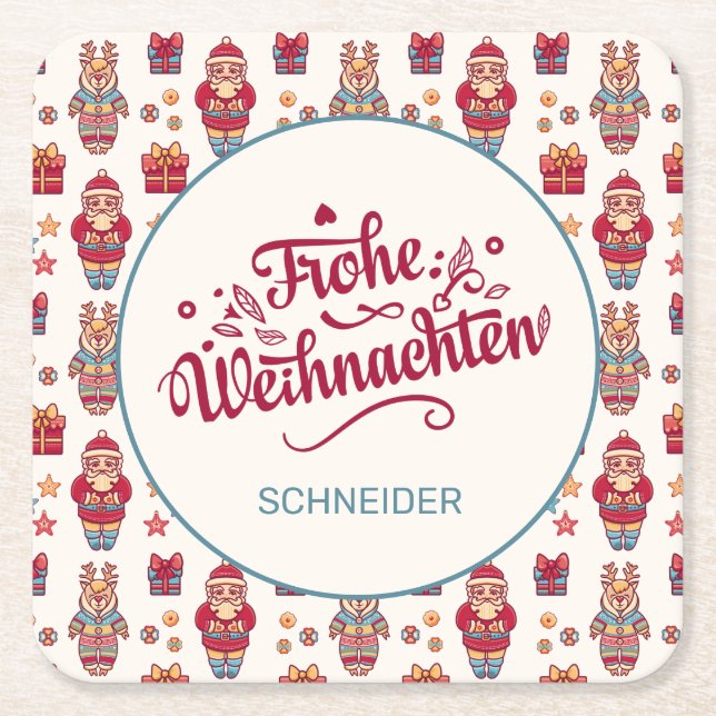 Frohe Weihnachten Personalisiert Rechteckiger Pappuntersetzer (Vorderseite)