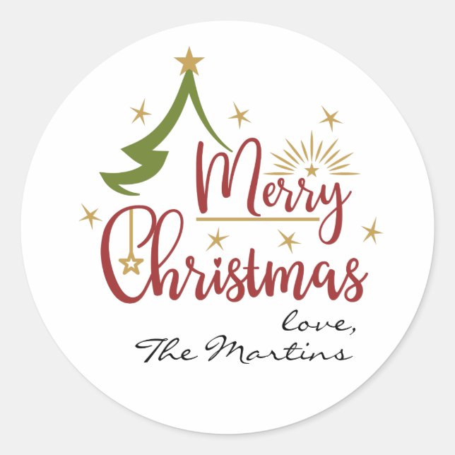 Frohe Weihnachten Personalisiert Runder Aufkleber (Vorderseite)