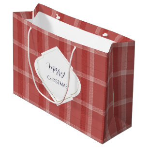 Frohe Weihnachten Personalisiert Tartan Burgundy R Große Geschenktüte