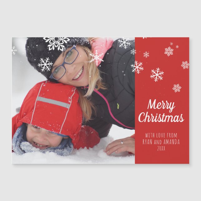 Frohe Weihnachten Personalisierten Foto Weihnachts Magnetkarte (Vorderseite)