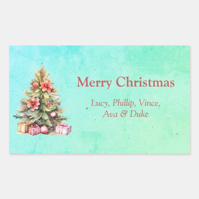 Frohe Weihnachten Personalisierten Text Weihnachts Rechteckiger Aufkleber (Vorderseite)