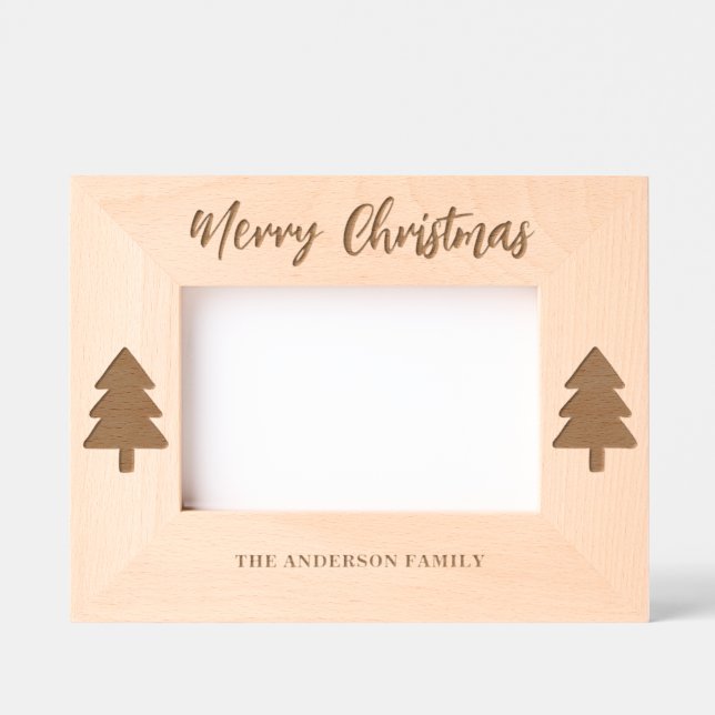 Frohe Weihnachten Personalisiertes Foto Geätzte Rahmen (Vorderseite)