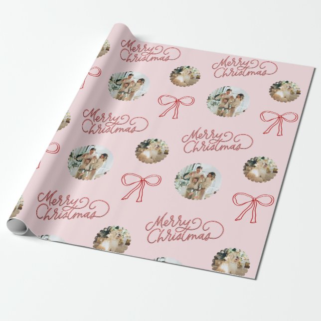 Frohe Weihnachten Personalisiertes Foto Geschenkpapier (Ungerollt)