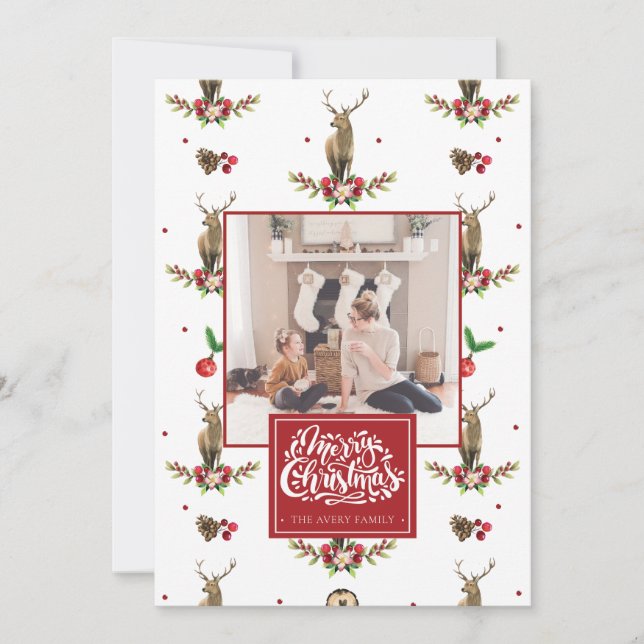 Frohe Weihnachten Personalisiertes Foto Hirsch Idy (Vorderseite)