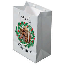 Frohe Weihnachten personalisiertes Foto Mittlere Geschenktüte