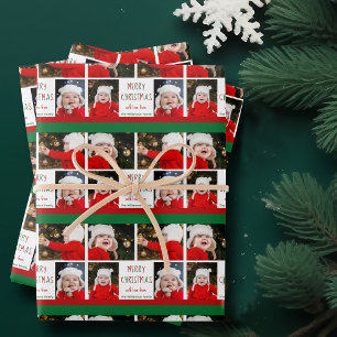 Frohe Weihnachten Personalisiertes Foto Red Green Geschenkpapier Set