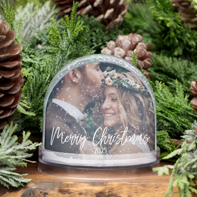 Frohe Weihnachten Personalisiertes Foto Schneekugeln (Winter)