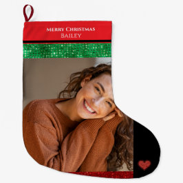 Frohe Weihnachten Personalisiertes Foto und Name Großer Weihnachtsstrumpf