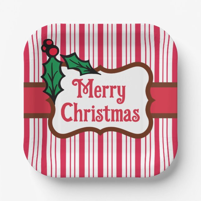 Frohe Weihnachten Pfefferminz-Papierteller  Pappteller (Vorderseite)