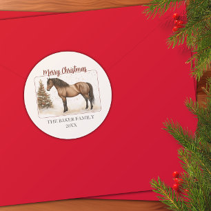 Frohe Weihnachten Pferd Paso Fino Personalisiert Runder Aufkleber