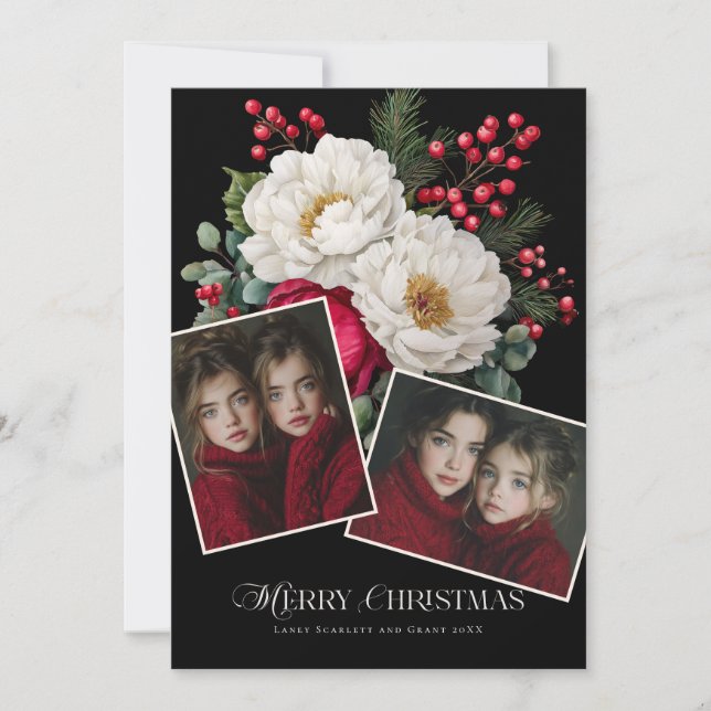 Frohe Weihnachten Pfingstrose Florales Ferien 2 Fo (Vorderseite)