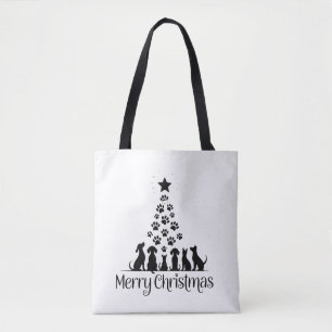 Frohe Weihnachten Pfotenbaum Hunde Liebhaber Katze Tasche
