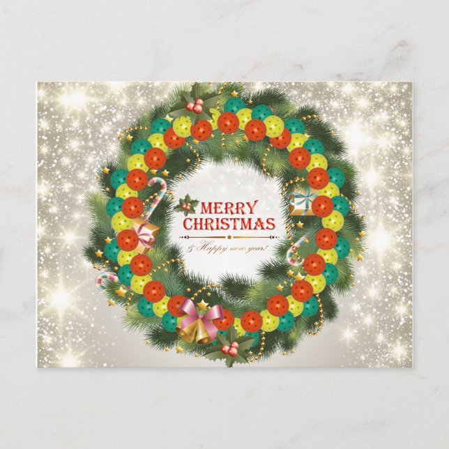 Frohe Weihnachten Pickleball 1 Postkarte (Vorderseite)