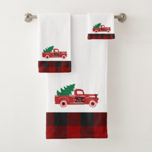 Frohe Weihnachten Pickup und Baum Badetuch-Set Badhandtuch Set