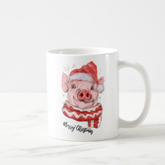 Frohe Weihnachten Pig Personalisiert Kaffee Tasse (Rechts)