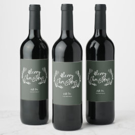 Frohe Weihnachten Pine Berry Verlasse Green Weinetikett