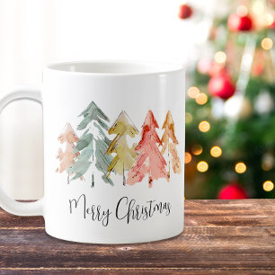 Frohe Weihnachten Pine Tree Wasserfarben Urlaub Kaffeetasse