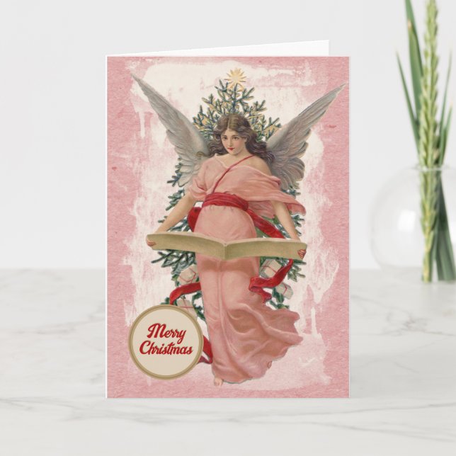 Frohe Weihnachten Pink Angel Tree Buch Religiös (Vorderseite)
