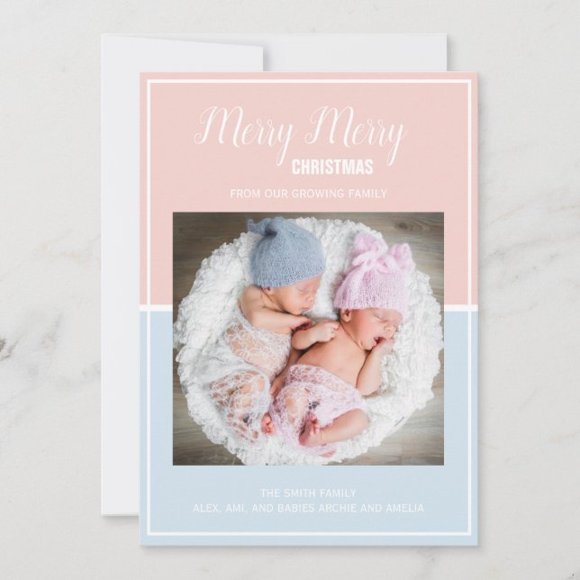 Frohe Weihnachten Pink Baby Blue Twin (Vorderseite)