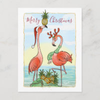 Frohe Weihnachten Pink Flamingo Hawaiin Ananas