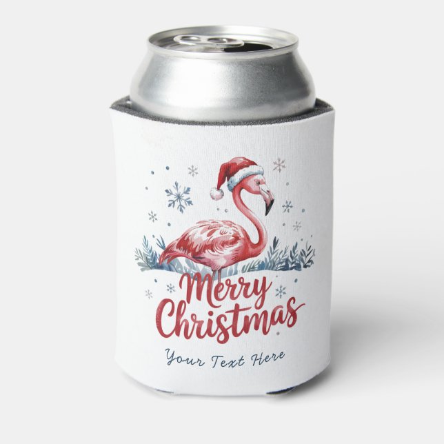 Frohe Weihnachten Pink Flamingo Personalisiert Dosenkühler (Kanne Rückseite)