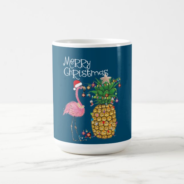 Frohe Weihnachten Pink Flamingo Weihnachten Kaffeetasse (Mittel)