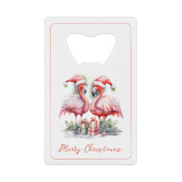 Frohe Weihnachten Pink Flamingos Geldbeutel Flaschenöffner
