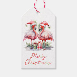Frohe Weihnachten Pink Flamingos Geschenkanhänger