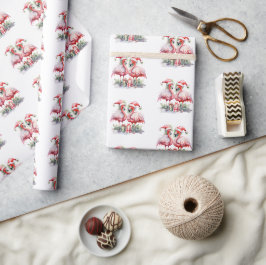 Frohe Weihnachten Pink Flamingos Geschenkpapier