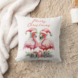 Frohe Weihnachten Pink Flamingos Kissen