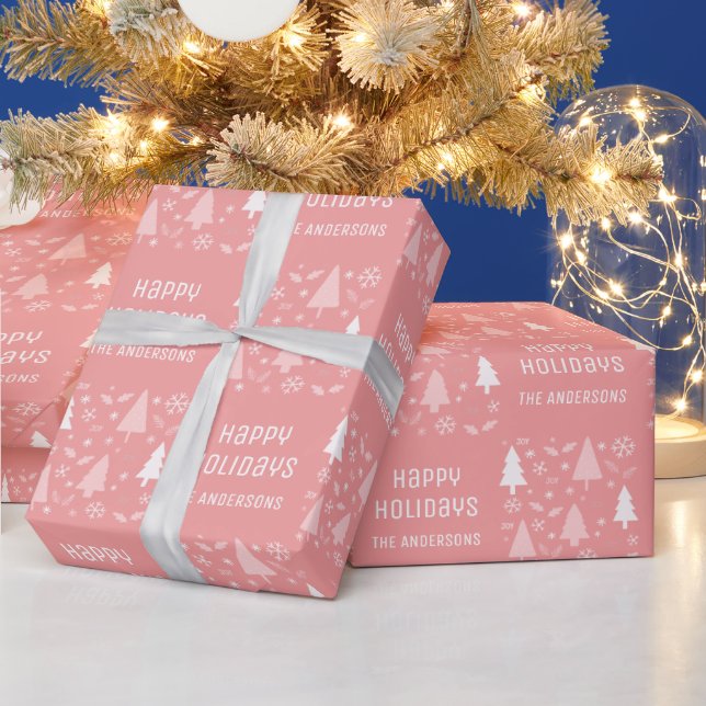 Frohe Weihnachten Pink Geschenkpapier (Feiertage)