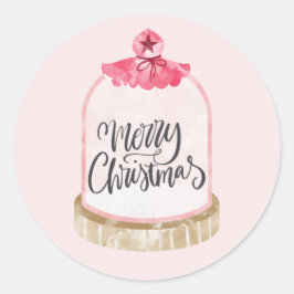Frohe Weihnachten Pink Glass Dome Runder Aufkleber