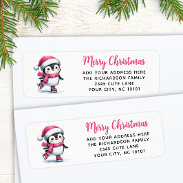 Frohe Weihnachten Pink Niedlich Ice Skaten Penguin