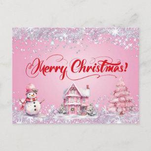 Frohe Weihnachten Pink  Postkarte