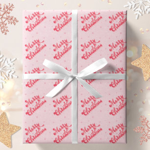 Frohe Weihnachten Pink Retro Sterne Urlaub Geschenkpapier