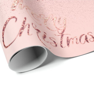 Frohe Weihnachten Pink Rose Glitzer Blush Script L Geschenkpapier