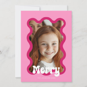 Frohe Weihnachten Pink Scallop Wave Holiday Design